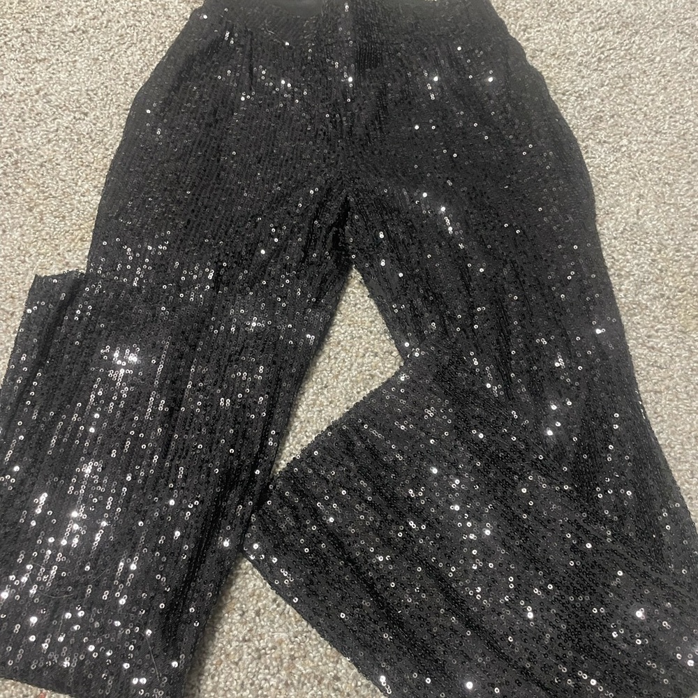 Sparkling Black Sequin Kids Pants